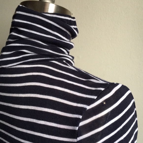 J Crew  XXS Navy Blue and White Turtle Neck - Picture 4 of 8